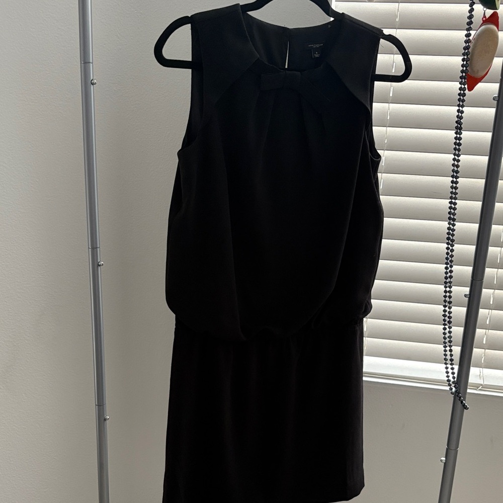 Ann Taylor Black Mini Dress with Bow Detail